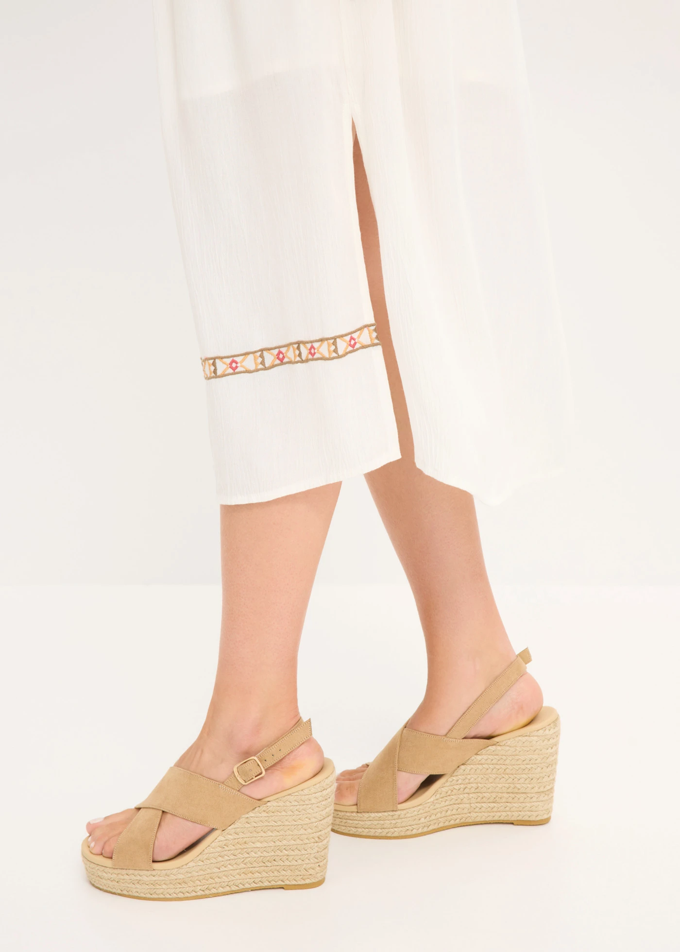 Boho midi jurk van soepele viscose • parelwit • bonprix online shop