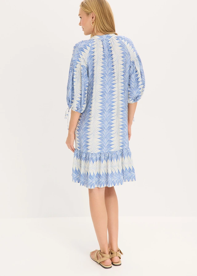 Mini jurk van zachte viscosemix, Kleur: blauw gedessineerd