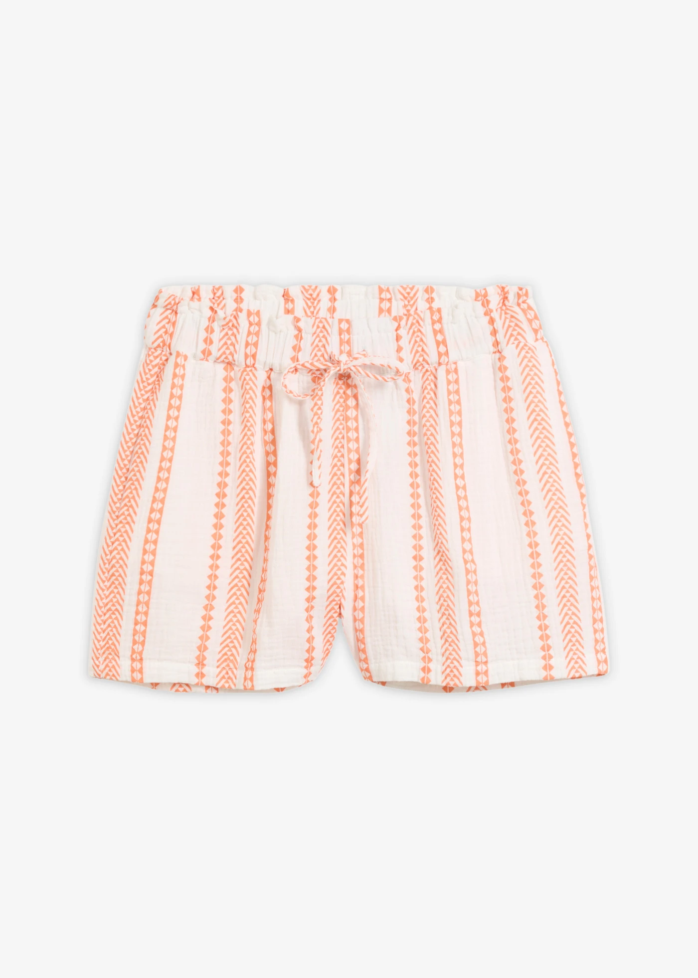 Short léger en gaze de coton • blanc-saumon imprimé • Boutique bonprix