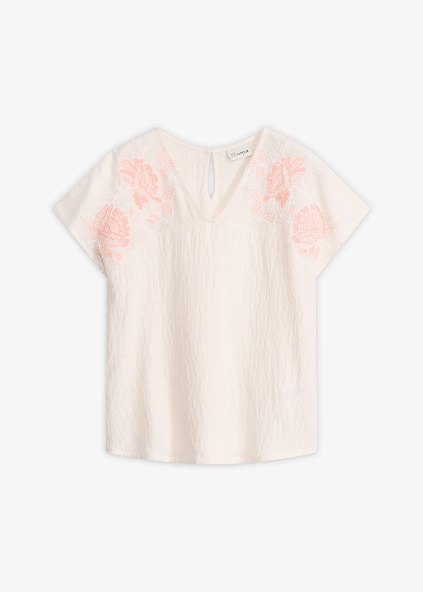 Blouse met bloemenborduursel • parelwit • bonprix online shop