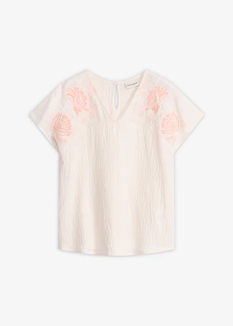 Blouse à broderies florales • blanc nacré • Boutique bonprix