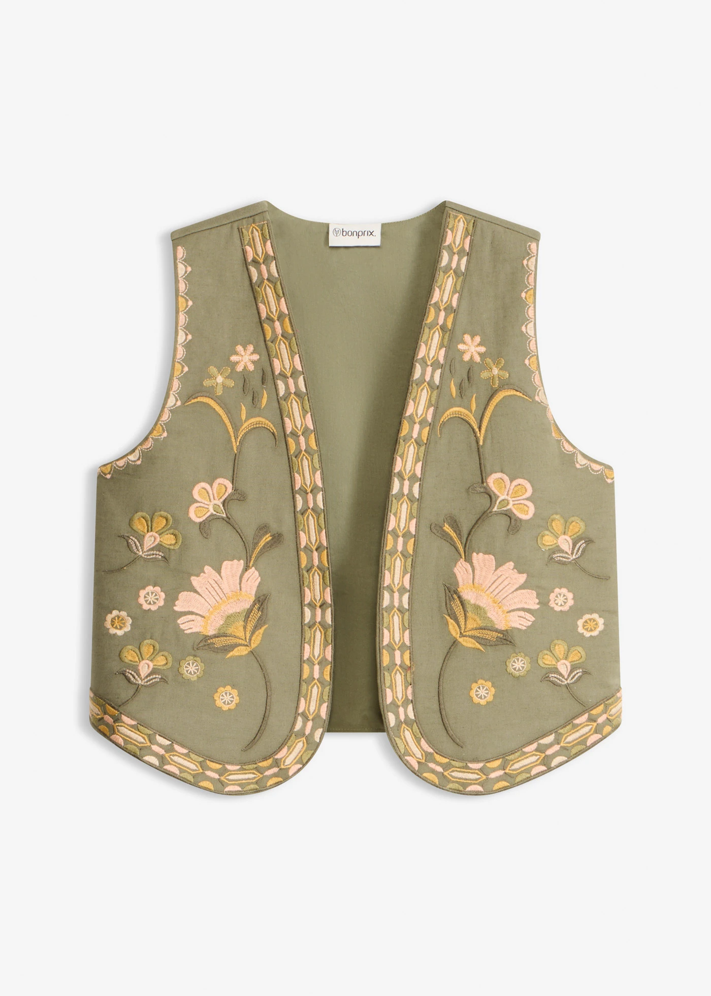 Gilet sans manches brodé • olive floral • Boutique bonprix