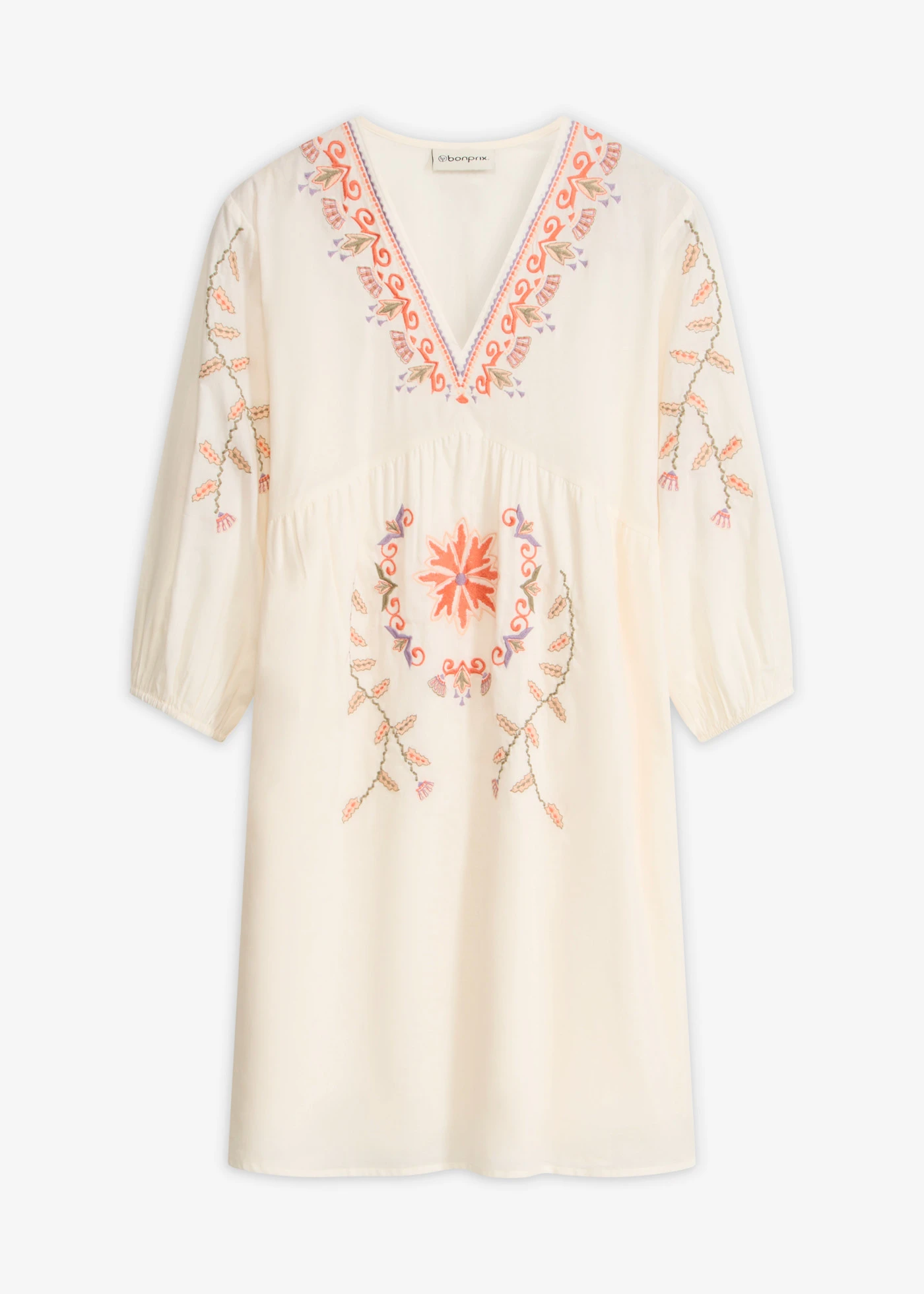Rochie mini din bumbac 100% • alb perlat • magazin bonprix