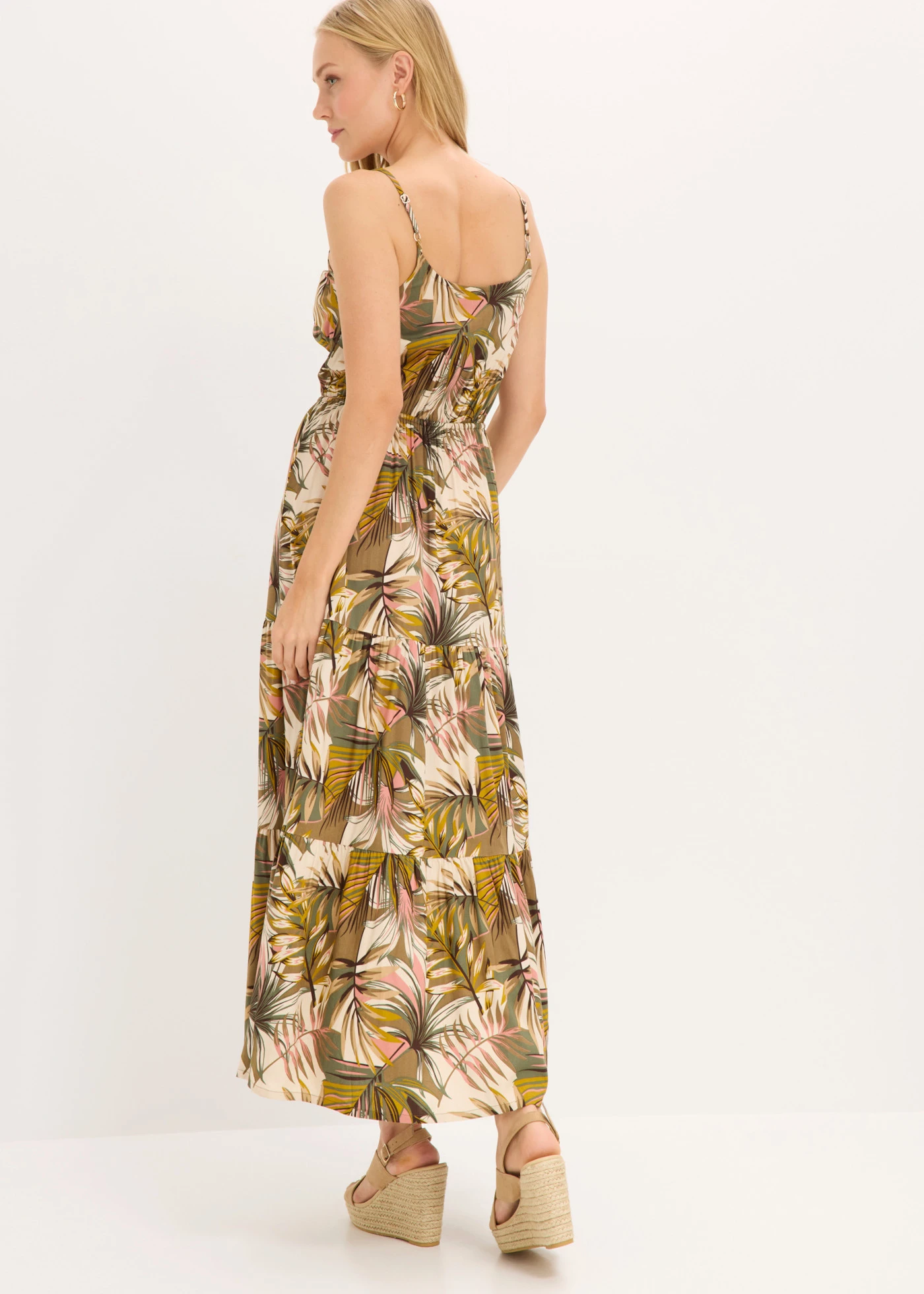 Maxi jurk van soepele viscose • natuurgroen gedessineerd • bonprix online shop