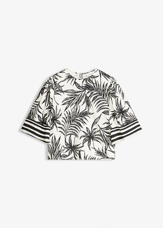 Blouse manches courtes, Couleur: noir-blanc imprimé