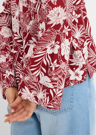 Chemise resort en viscose mélangée • rouge désert-écru imprimé • Boutique bonprix
