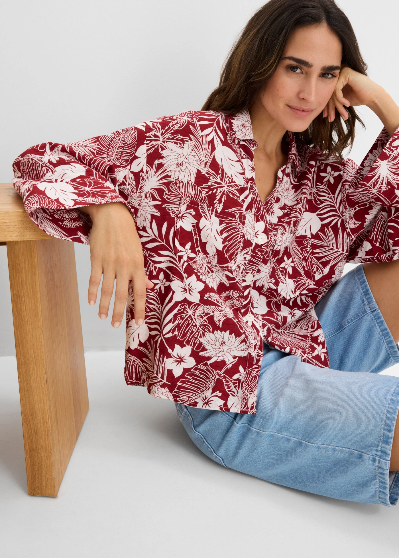 Resort blouse van een viscose-mix • woestijnrood-wolwit gedessineerd • bonprix online shop