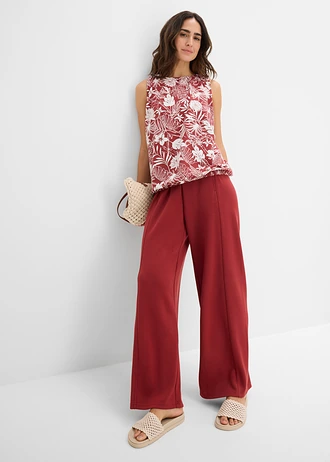 Top en jersey viscose, Couleur: rouge désert-écru imprimé