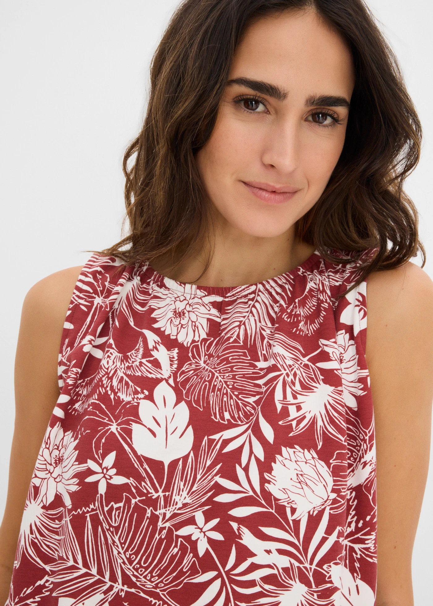 Jersey top van viscose • woestijnrood-wolwit gedessineerd • bonprix online shop