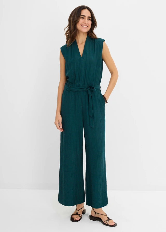 Combinaison douce avec col en V, Couleur: vert profond