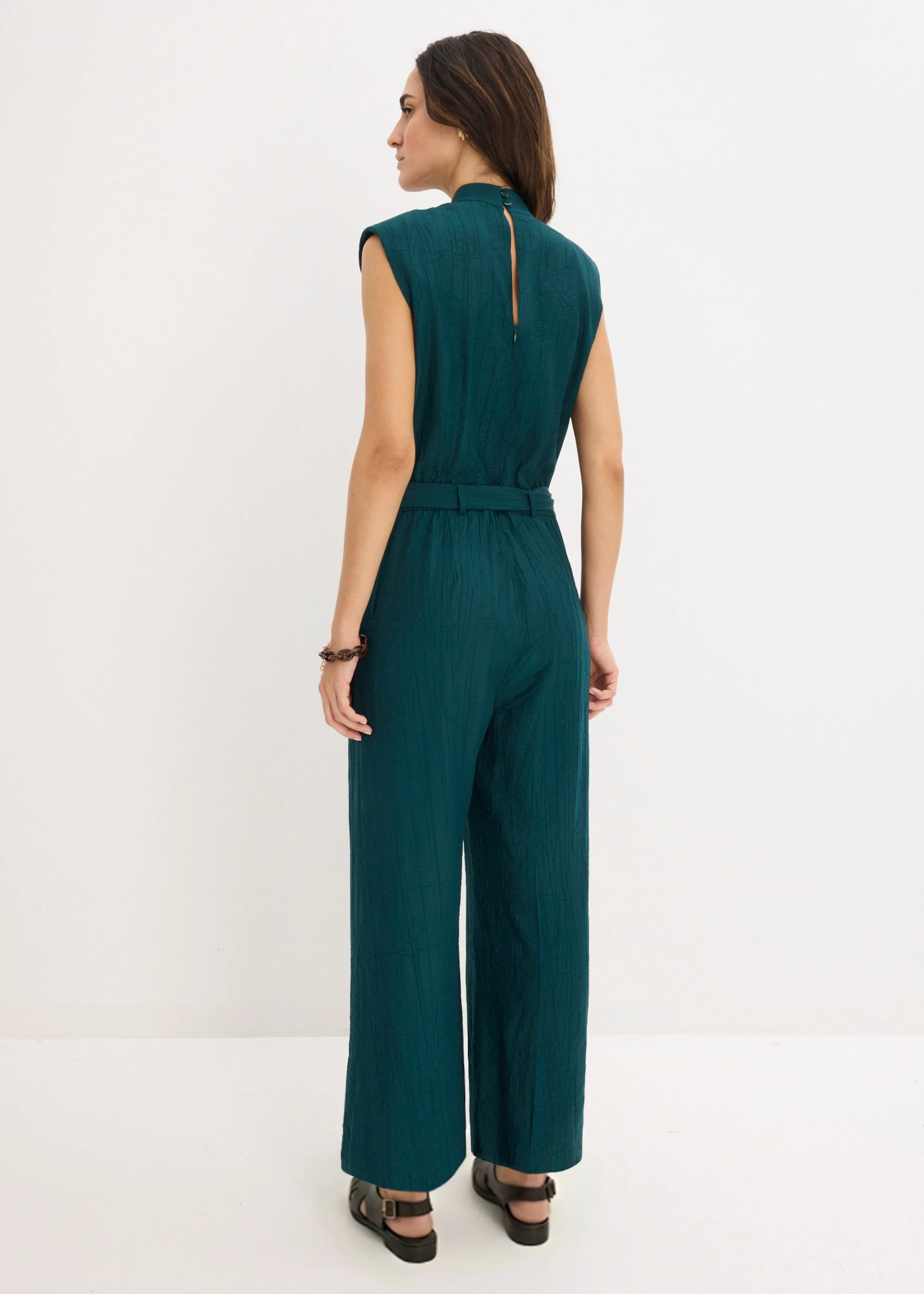 Jumpsuit van viscose met kelkkraag • diepgroen • bonprix online shop