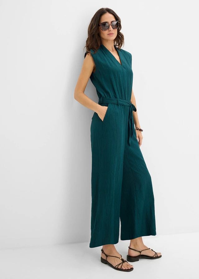 Combinaison douce avec col en V, Couleur: vert profond