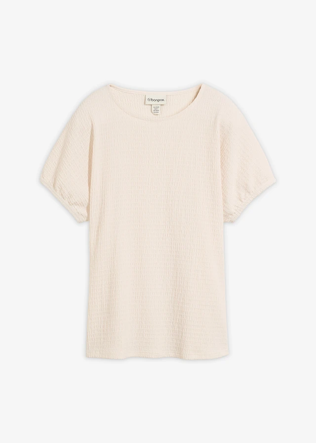 T-shirt van gestructureerd materiaal • wolwit • bonprix online shop