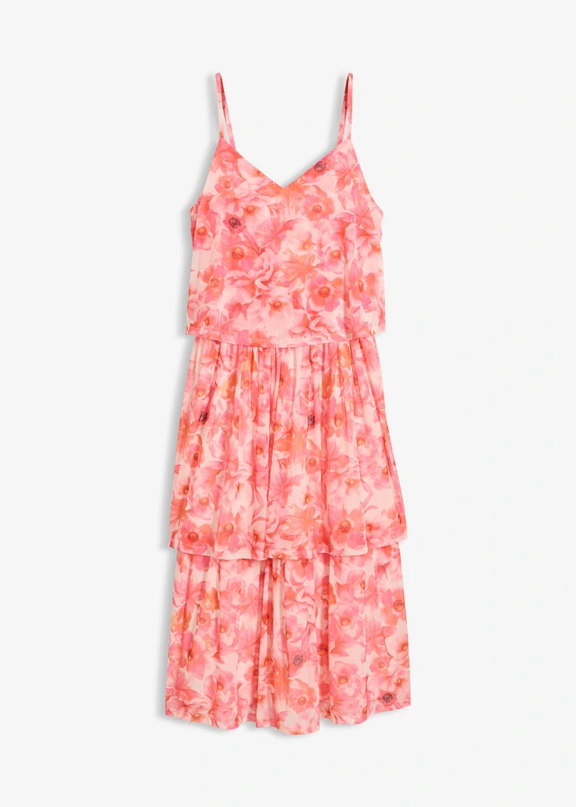 Robe midi en mesh doux • rose clair floral • Boutique bonprix
