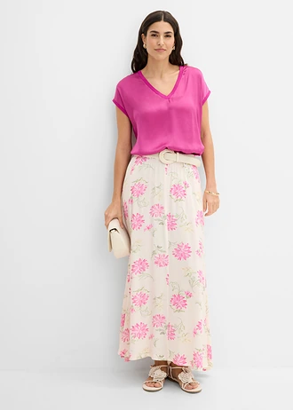 Maxi sukňa z čistej viskózy • svetloružová-pinklady kvetovaná • obchod bonprix