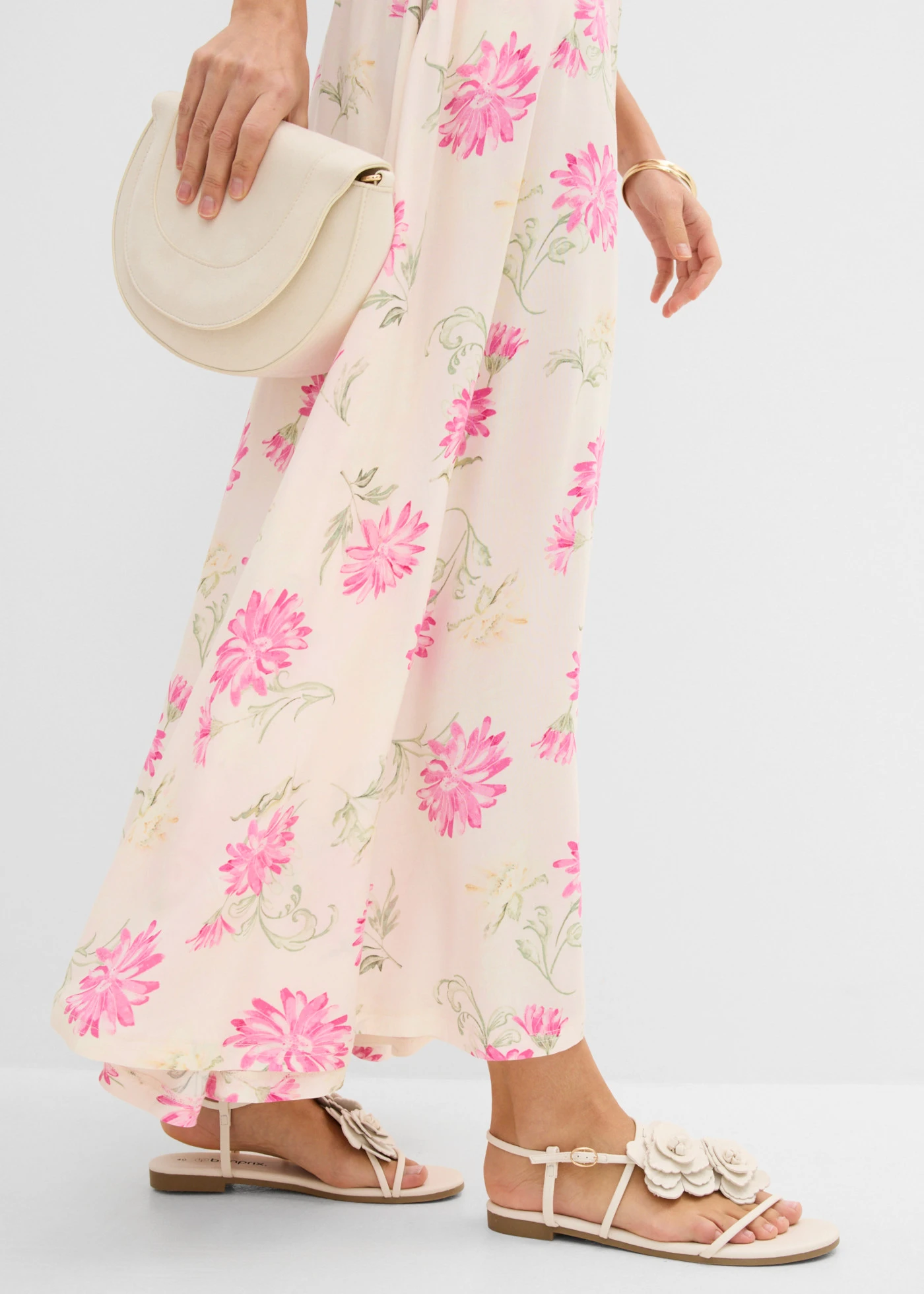 Dlouhá sukně z čisté viskózy • světle růžovo-pinklady s květy • bonprix obchod