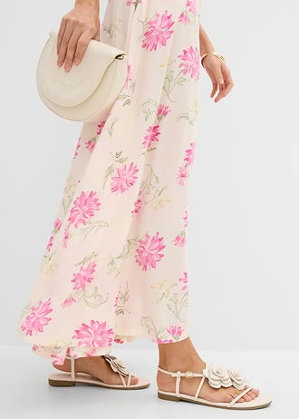 Dlouhá sukně z čisté viskózy • světle růžovo-pinklady s květy • bonprix obchod