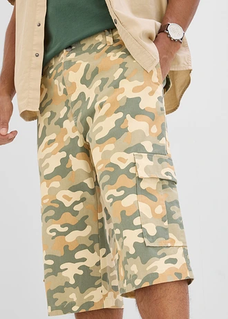 Lange cargo bermuda van twill, Loose Fit • camouflage • bonprix online shop
