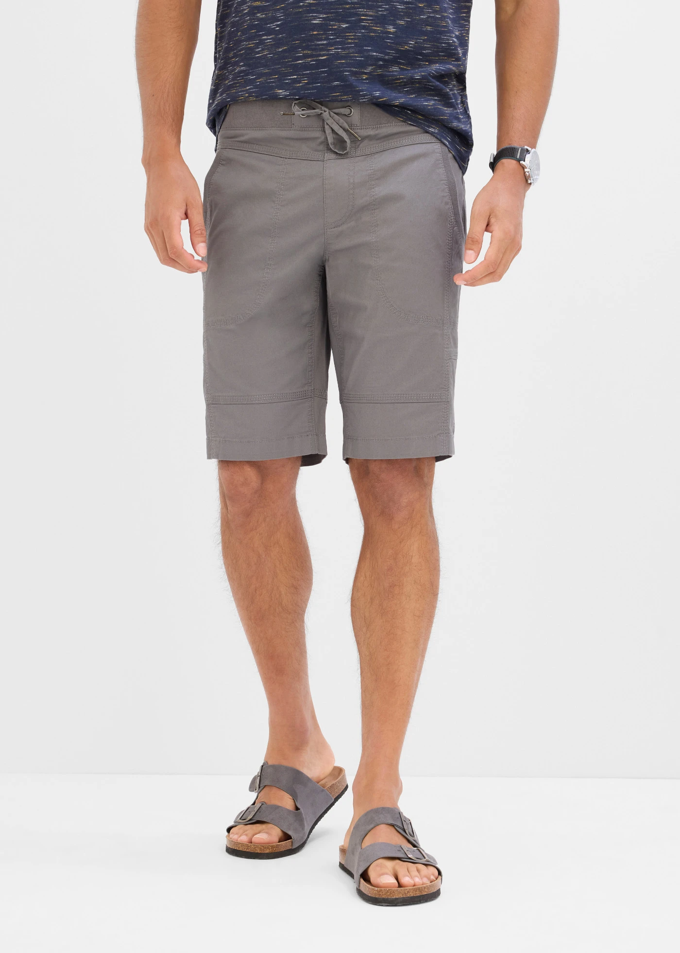 Bermuda extensible à taille élastiquée, regular • gris fumé • Boutique bonprix