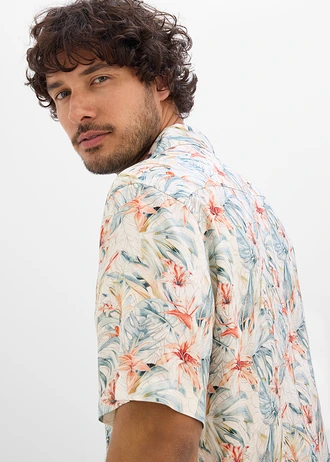 Overhemd met korte mouwen van viscose • lichtsand gebloemd • bonprix online shop