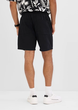 Pantaloni scurți cu talie elastică, Relaxed Fit, culoare: negru