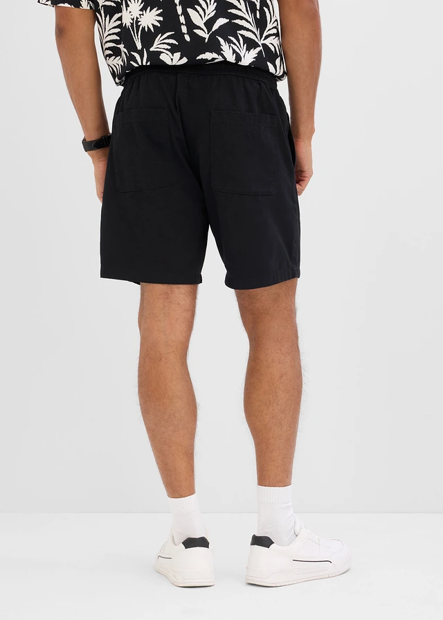 Short loose à taille élastiquée, Couleur: noir