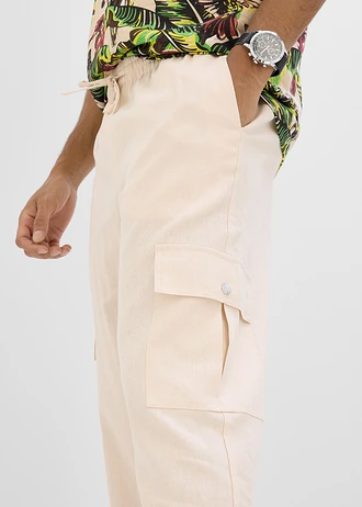 Cargo joggingbroek van een verkoelende linnenmix • sandbeige • bonprix online shop