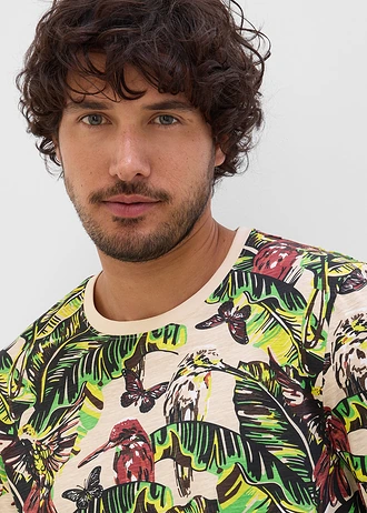 Tricou din bumbac organic 100% • bej nisipiu mat floral • magazin bonprix