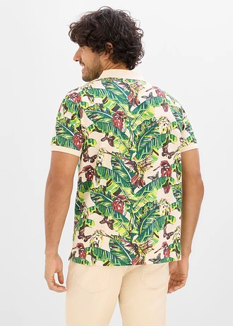 Poloshirt met korte mouwen van biologisch katoen • wolwit gebloemd • bonprix online shop