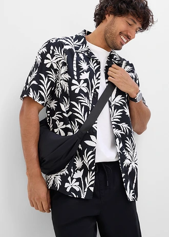 Chemise manches courtes 100% coton • noir/crème imprimé • Boutique bonprix