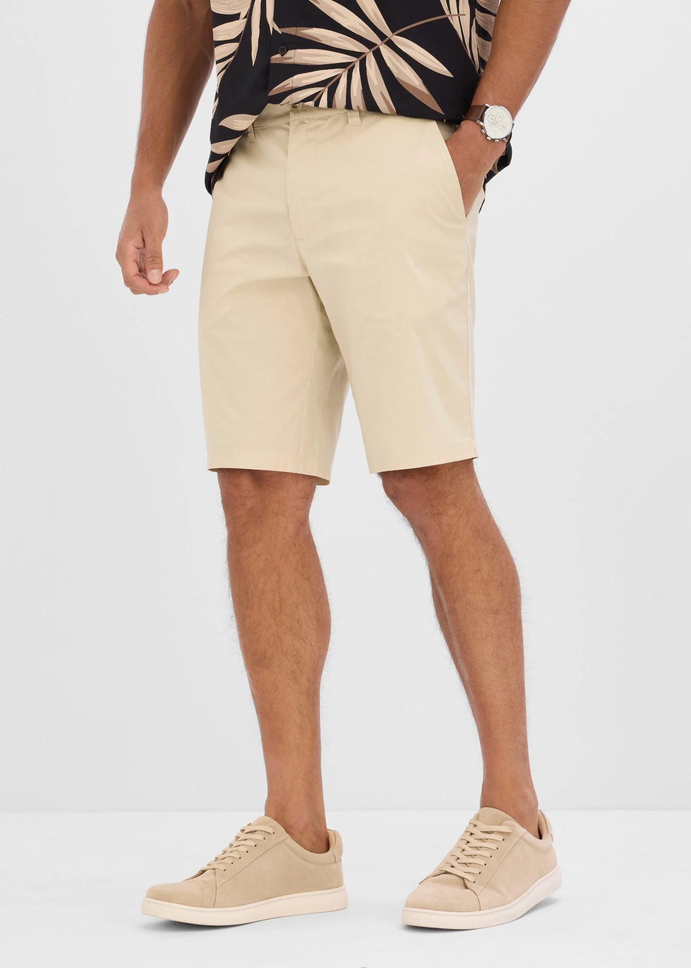 Stretch chino bermuda, regular fit (set van 2) • zwart+lichtsand • bonprix online shop