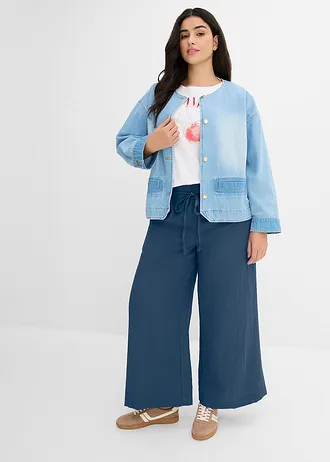 Culotte van soepele viscosemix, Kleur: donkerblauw