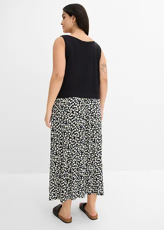 Robe fluide en jersey viscose extensible, Couleur: noir floral