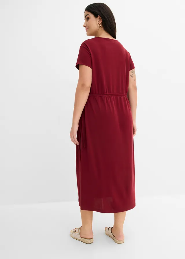 Robe douce en jersey piqué, Couleur: rouge rubis