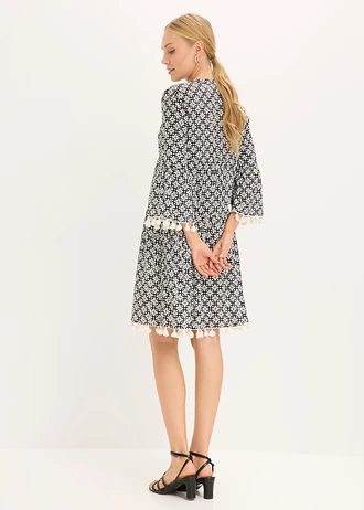 Robe-tunique en viscose douce • noir-écru • Boutique bonprix