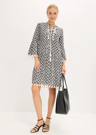 Robe-tunique en viscose douce • noir-écru • Boutique bonprix