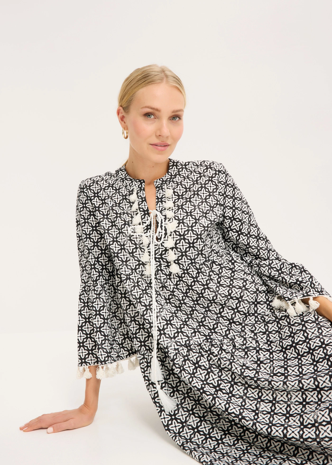 Tuniekjurk van zachte viscose • zwart/wolwit • bonprix online shop