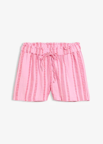 Short van luchtige mousseline • roze-neonpink met print • bonprix online shop