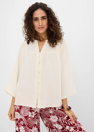 Blouse in een viscosemix • wolwit • bonprix online shop