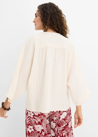 Blouse in een viscosemix, Kleur: wolwit