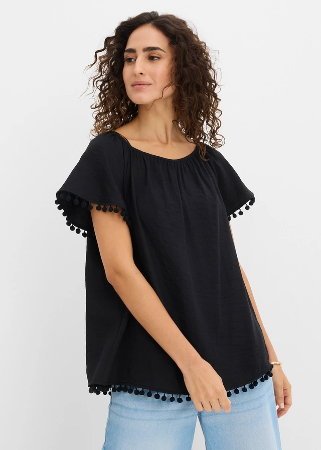 Blouse in een zachte viscosemix • zwart • product-page.page-title-suffix