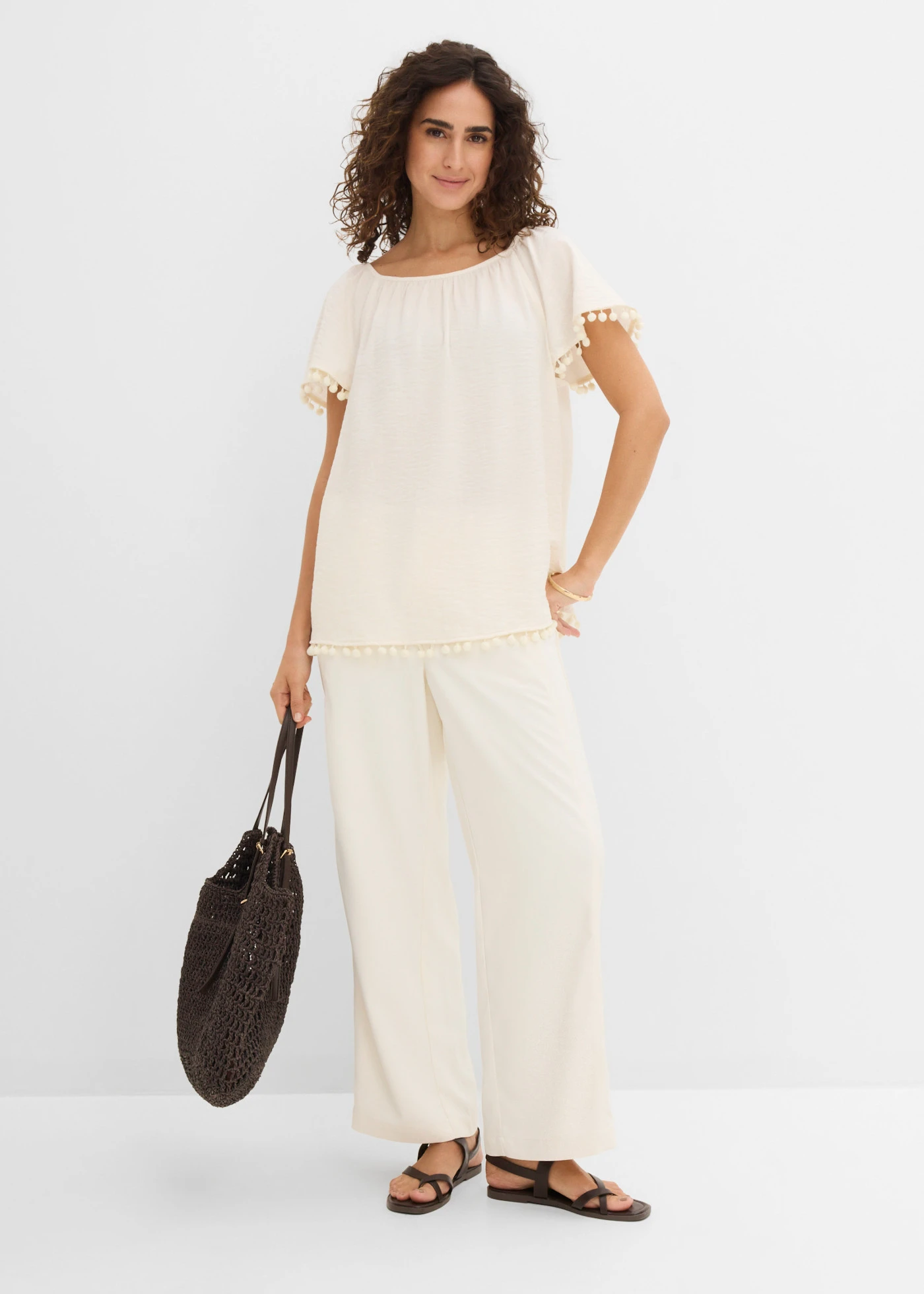 Blouse in een zachte viscosemix • wolwit • bonprix online shop