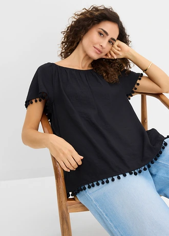 Bluză din material moale cu viscoză • negru • magazin bonprix