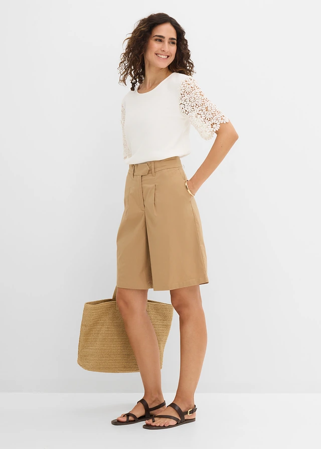 T-shirt en coton, Couleur: ecru