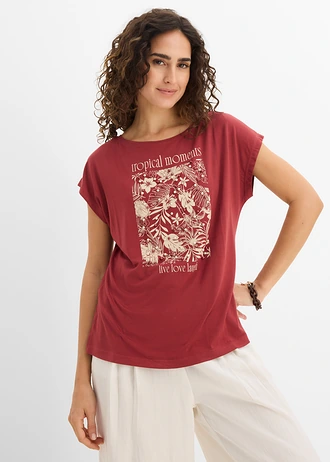 Shirt in een viscosemix, Kleur: woestijnrood