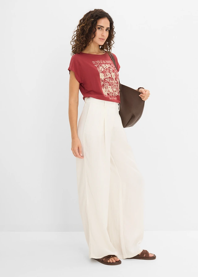 T-shirt en jersey viscose, Couleur: rouge désert