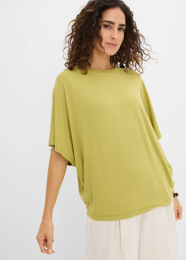 T-shirt en jersey viscose, Couleur: vert cactus