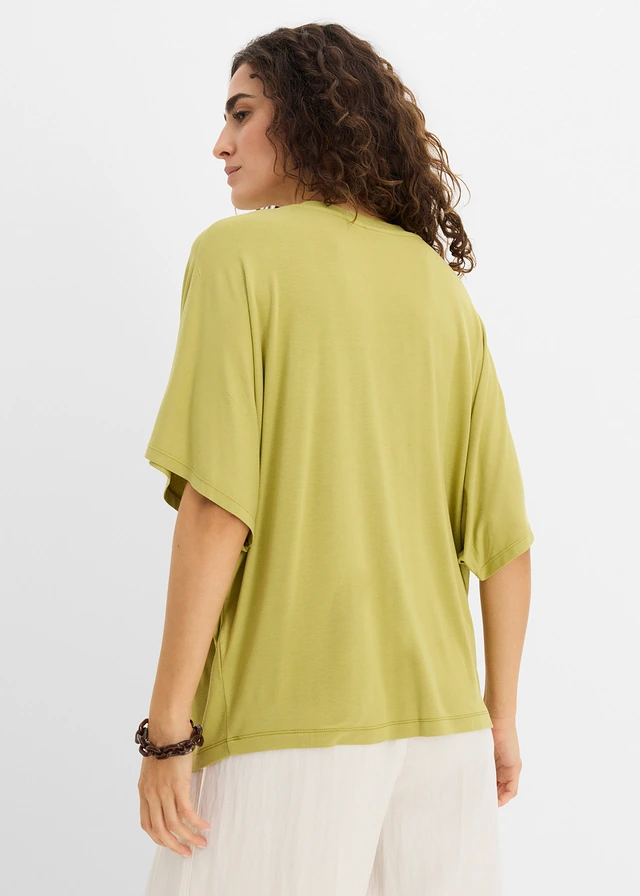 T-shirt en jersey viscose, Couleur: vert cactus