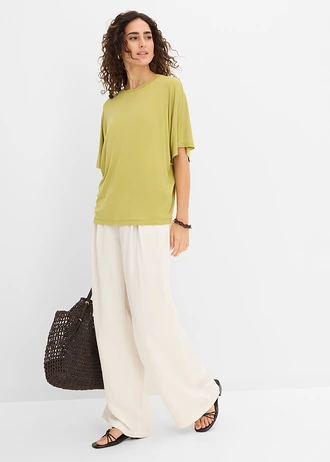 T-shirt in een viscosemix, Kleur: cactusgroen