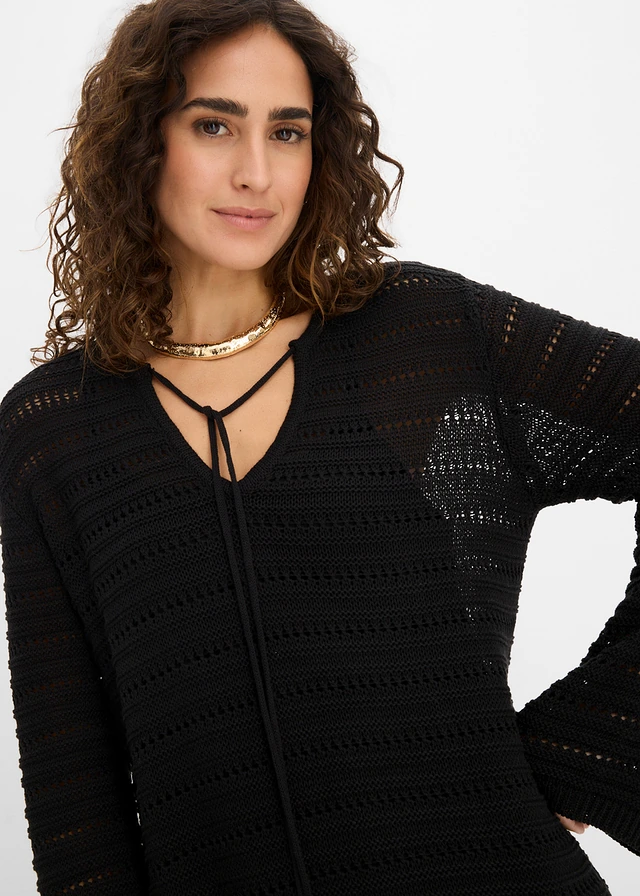 Rochie mini tricotată • negru • magazin bonprix